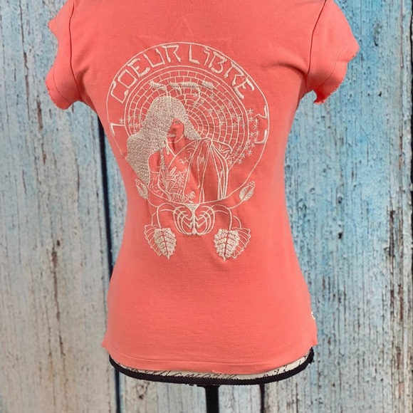 Johnny Was Coral Embroidered Cotton Polo Top - Picture 11 of 14